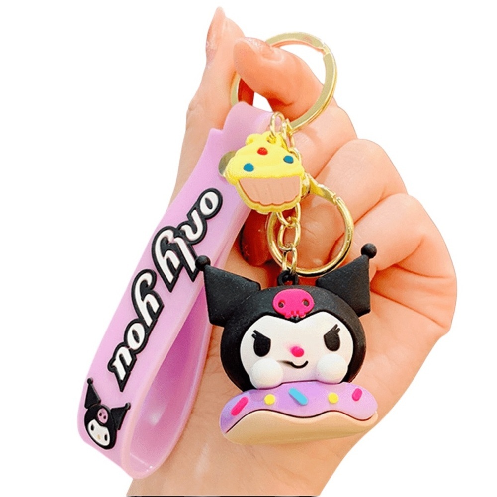 Sanrio Kuromi in Donut 3D Purple Keychain Bag Charm Accessory Wristlet